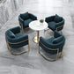 Glam Style Marble Dining Table 1/2/3/4/5 Pieces Dining Set for Home Use 5 Pieces: Table, 4 Blue Chairs Clearhalo 'Dining Room Sets' 'Dining Tables & Seating' 'dining_room_set' 'furn' 'furn_dining_room_set' 'Furniture' 'furniture_dining_room_set' 'Kitchen & Dining Furniture' 4808294