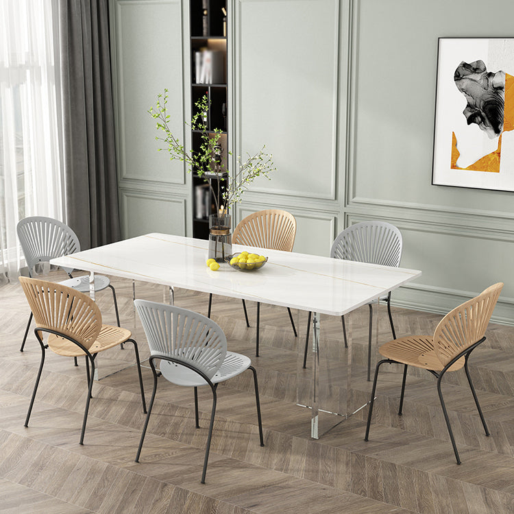 Modern Rectangle Dining Table Set 1/2/5/7 Pieces Dining Set for Home Use 7 Pieces: Table, 6 Chairs Clearhalo 'Dining Room Sets' 'Dining Tables & Seating' 'dining_room_set' 'furn' 'furn_dining_room_set' 'Furniture' 'furniture_dining_room_set' 'Kitchen & Dining Furniture' 4808315