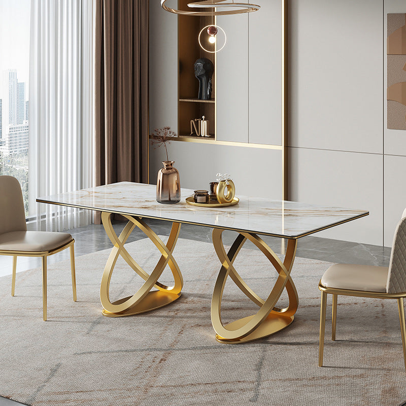 Luxury Sintered Stone Top Dining Set Rectangle 1/2/3/5/7 Pieces Dining Table with Chairs 3 Pieces: Table, 2 Chairs Clearhalo 'Dining Room Sets' 'Dining Tables & Seating' 'dining_room_set' 'furn' 'furn_dining_room_set' 'Furniture' 'furniture_dining_room_set' 'Kitchen & Dining Furniture' 4808330