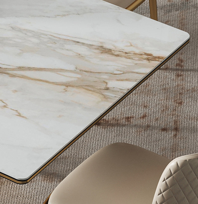 Luxury Sintered Stone Top Dining Set Rectangle 1/2/3/5/7 Pieces Dining Table with Chairs Clearhalo 'Dining Room Sets' 'Dining Tables & Seating' 'dining_room_set' 'furn' 'furn_dining_room_set' 'Furniture' 'furniture_dining_room_set' 'Kitchen & Dining Furniture' 4808338