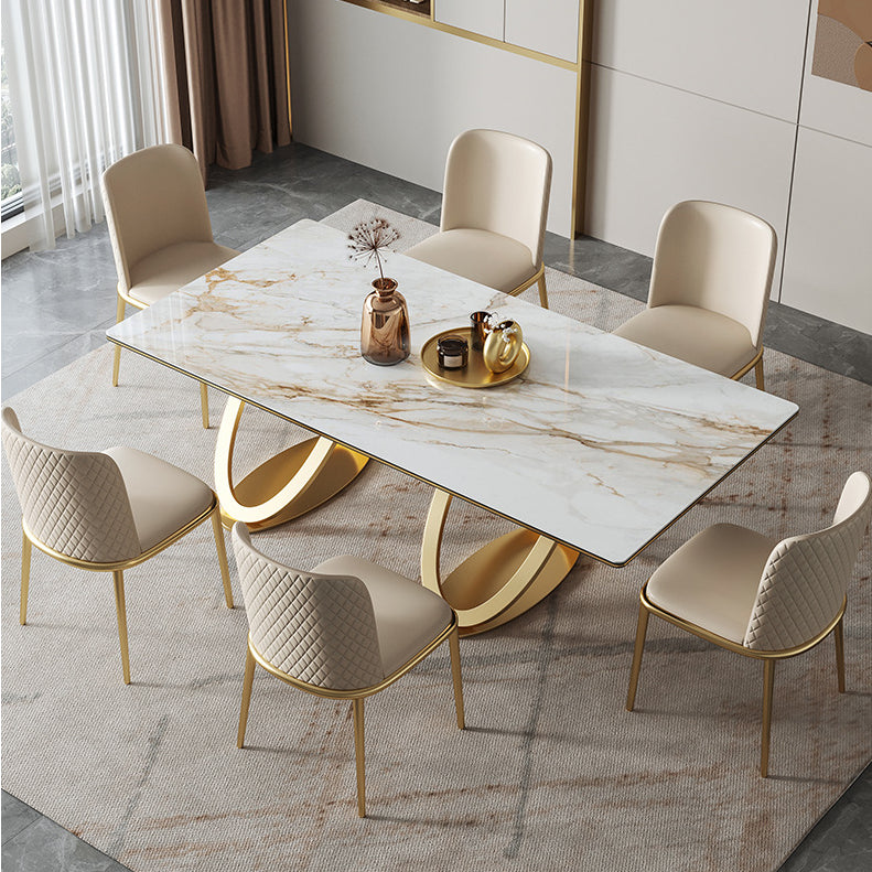 Luxury Sintered Stone Top Dining Set Rectangle 1/2/3/5/7 Pieces Dining Table with Chairs Clearhalo 'Dining Room Sets' 'Dining Tables & Seating' 'dining_room_set' 'furn' 'furn_dining_room_set' 'Furniture' 'furniture_dining_room_set' 'Kitchen & Dining Furniture' 4808343