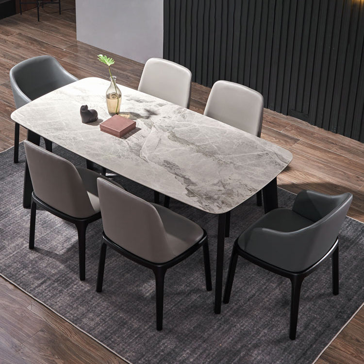Modern Ash Wood Dinette Set 1/2/4/5/7 Pieces Dining Table Set with Grey Sintered Stone Top Clearhalo 'Dining Room Sets' 'Dining Tables & Seating' 'dining_room_set' 'furn' 'furn_dining_room_set' 'Furniture' 'furniture_dining_room_set' 'Kitchen & Dining Furniture' 4808388