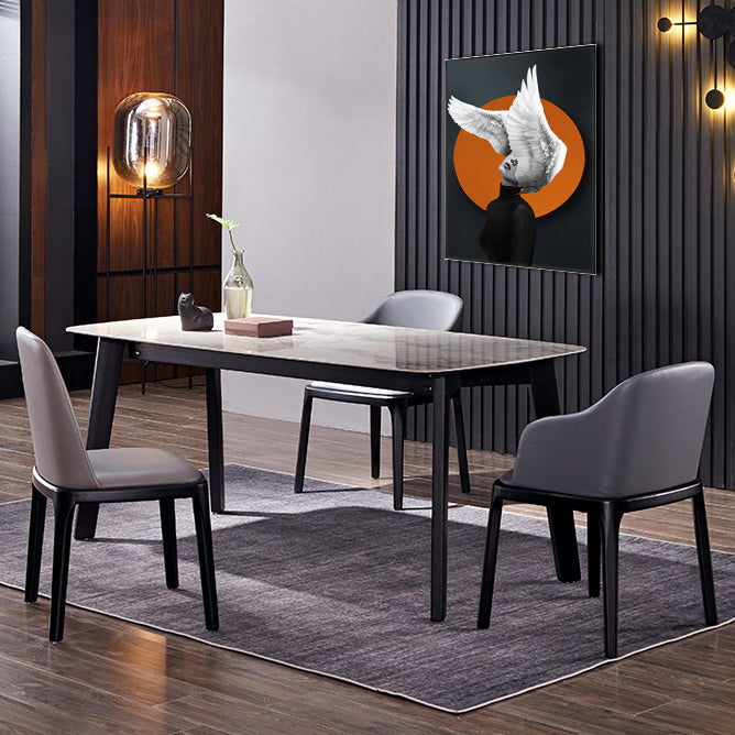 Modern Ash Wood Dinette Set 1/2/4/5/7 Pieces Dining Table Set with Grey Sintered Stone Top 4 Pieces: Table, 3 Chairs Clearhalo 'Dining Room Sets' 'Dining Tables & Seating' 'dining_room_set' 'furn' 'furn_dining_room_set' 'Furniture' 'furniture_dining_room_set' 'Kitchen & Dining Furniture' 4808391
