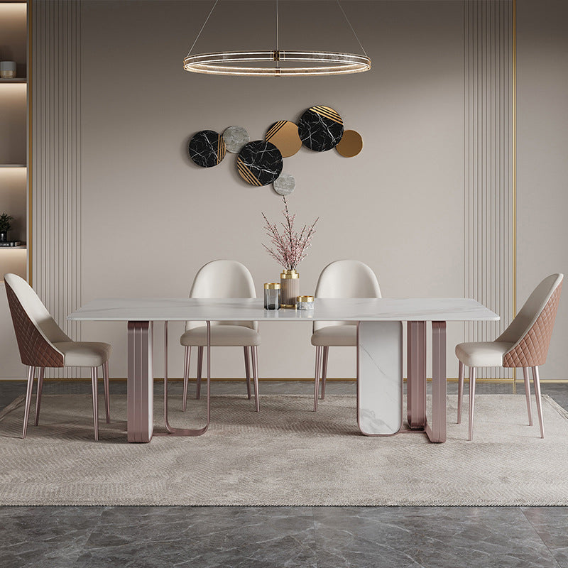 Luxury Sintered Stone Dining Set 1/2/5/6/7 Pieces Rectangle Dining Table with Chairs 5 Pieces: Table, 4 Chairs Clearhalo 'Dining Room Sets' 'Dining Tables & Seating' 'dining_room_set' 'furn' 'furn_dining_room_set' 'Furniture' 'furniture_dining_room_set' 'Kitchen & Dining Furniture' 4808402