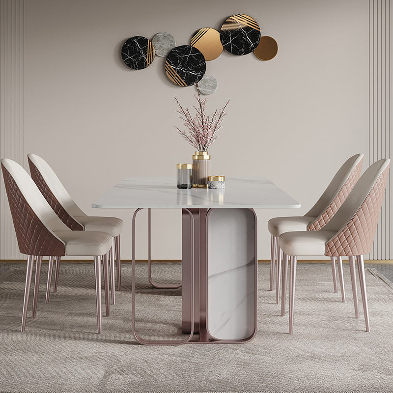 Luxury Sintered Stone Dining Set 1/2/5/6/7 Pieces Rectangle Dining Table with Chairs Clearhalo 'Dining Room Sets' 'Dining Tables & Seating' 'dining_room_set' 'furn' 'furn_dining_room_set' 'Furniture' 'furniture_dining_room_set' 'Kitchen & Dining Furniture' 4808406
