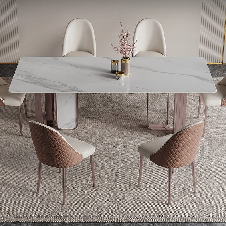 Luxury Sintered Stone Dining Set 1/2/5/6/7 Pieces Rectangle Dining Table with Chairs Clearhalo 'Dining Room Sets' 'Dining Tables & Seating' 'dining_room_set' 'furn' 'furn_dining_room_set' 'Furniture' 'furniture_dining_room_set' 'Kitchen & Dining Furniture' 4808414