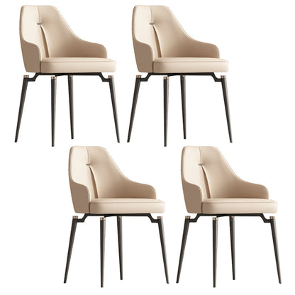 Luxury Sintered Stone Top Dining Set Rectangle 1/3/4/6/7 Pieces Dining Table with Chairs 4 Beige Chairs Clearhalo 'Dining Room Sets' 'Dining Tables & Seating' 'dining_room_set' 'furn' 'furn_dining_room_set' 'Furniture' 'furniture_dining_room_set' 'Kitchen & Dining Furniture' 4808421