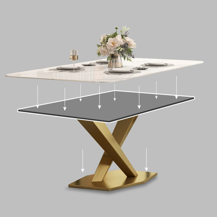 Luxury Sintered Stone Top Dining Set Rectangle 1/4/5/6/7 Pieces Dining Table with Chairs Clearhalo 'Dining Room Sets' 'Dining Tables & Seating' 'dining_room_set' 'furn' 'furn_dining_room_set' 'Furniture' 'furniture_dining_room_set' 'Kitchen & Dining Furniture' 4808442