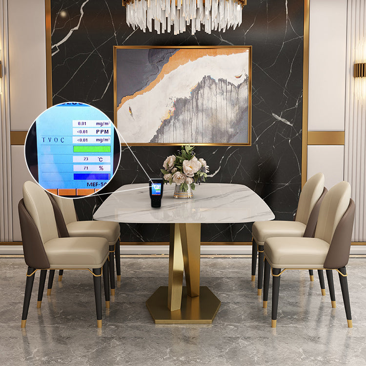 Luxury Sintered Stone Top Dining Set Rectangle 1/4/5/6/7 Pieces Dining Table with Chairs Clearhalo 'Dining Room Sets' 'Dining Tables & Seating' 'dining_room_set' 'furn' 'furn_dining_room_set' 'Furniture' 'furniture_dining_room_set' 'Kitchen & Dining Furniture' 4808445