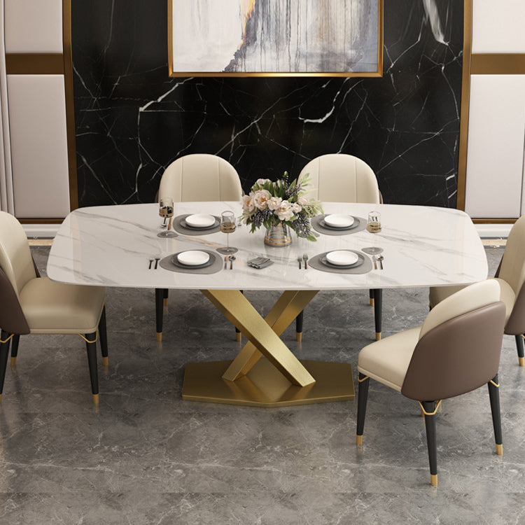 Luxury Sintered Stone Top Dining Set Rectangle 1/4/5/6/7 Pieces Dining Table with Chairs Clearhalo 'Dining Room Sets' 'Dining Tables & Seating' 'dining_room_set' 'furn' 'furn_dining_room_set' 'Furniture' 'furniture_dining_room_set' 'Kitchen & Dining Furniture' 4808446