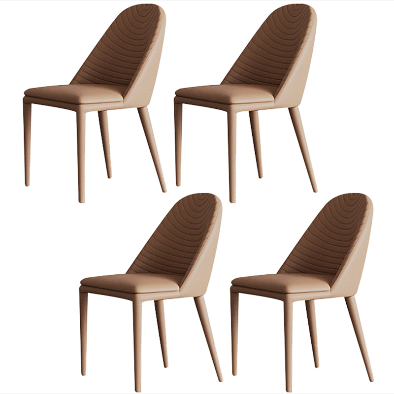 Modern Round Dinette Set 1/3/4/5/7 Pieces Dining Table Set with White Sintered Stone Top 4 Brown Chairs Clearhalo 'Dining Room Sets' 'Dining Tables & Seating' 'dining_room_set' 'furn' 'furn_dining_room_set' 'Furniture' 'furniture_dining_room_set' 'Kitchen & Dining Furniture' 4808454