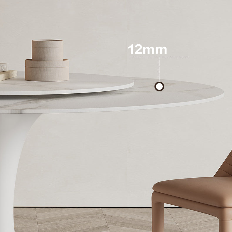 Modern Round Dinette Set 1/3/4/5/7 Pieces Dining Table Set with White Sintered Stone Top Clearhalo 'Dining Room Sets' 'Dining Tables & Seating' 'dining_room_set' 'furn' 'furn_dining_room_set' 'Furniture' 'furniture_dining_room_set' 'Kitchen & Dining Furniture' 4808462