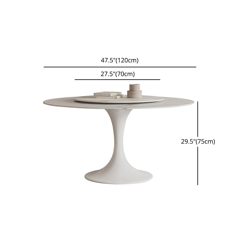 Modern Round Dinette Set 1/3/4/5/7 Pieces Dining Table Set with White Sintered Stone Top Clearhalo 'Dining Room Sets' 'Dining Tables & Seating' 'dining_room_set' 'furn' 'furn_dining_room_set' 'Furniture' 'furniture_dining_room_set' 'Kitchen & Dining Furniture' 4808464