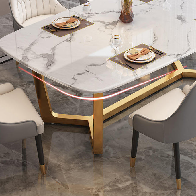 Luxury Rectangle Sintered Stone Top Dining Set 1/2/5/6/7 Pieces Dining Table with Chairs Clearhalo 'Dining Room Sets' 'Dining Tables & Seating' 'dining_room_set' 'furn' 'furn_dining_room_set' 'Furniture' 'furniture_dining_room_set' 'Kitchen & Dining Furniture' 4808474