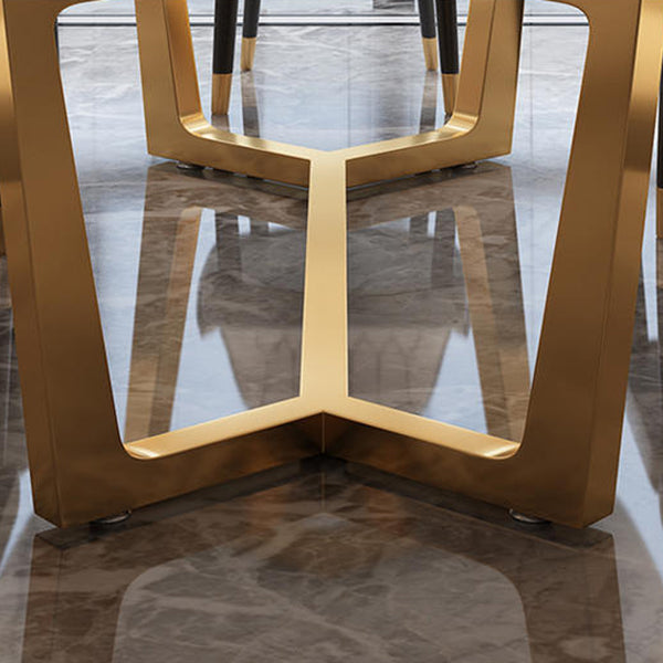 Luxury Rectangle Sintered Stone Top Dining Set 1/2/5/6/7 Pieces Dining Table with Chairs Clearhalo 'Dining Room Sets' 'Dining Tables & Seating' 'dining_room_set' 'furn' 'furn_dining_room_set' 'Furniture' 'furniture_dining_room_set' 'Kitchen & Dining Furniture' 4808475