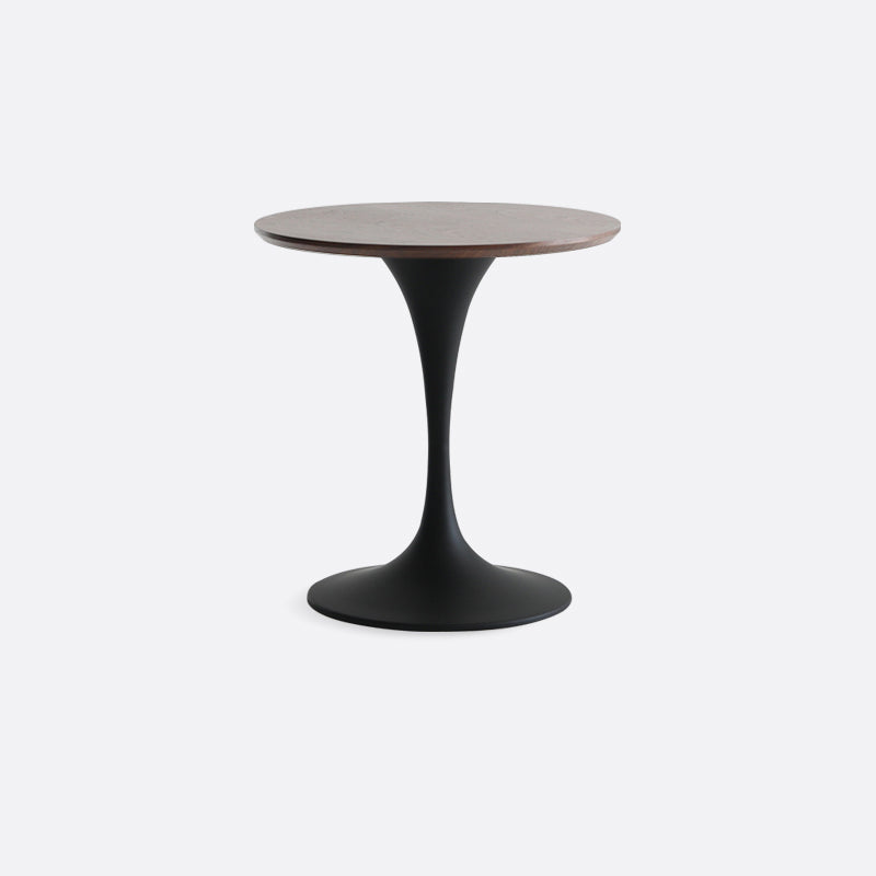 Modern Style Round Table Wooden Dining Table with Pedestal Base for Kitchen 27.6"L x 27.6"W x 29.5"H Walnut Without Chairs Clearhalo 'Bar Furniture' 'Bar Tables' 'bar_tables' 'Dining Tables & Seating' 'Dining Tables' 'dining_table' 'furn' 'furn_bar_tables' 'Furniture' 'furniture_dining_table' 'Kitchen & Dining Furniture' 'kitchen' 'kitchen_dining_table' 4808487
