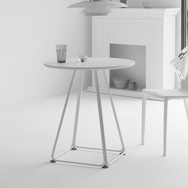 Modern Round Dining Table Wooden Dining Table with Metal Base for Kitchen White Without Chairs Clearhalo 'Bar Furniture' 'Bar Tables' 'bar_tables' 'Dining Tables & Seating' 'Dining Tables' 'dining_table' 'furn' 'furn_bar_tables' 'Furniture' 'furniture_dining_table' 'Kitchen & Dining Furniture' 'kitchen' 'kitchen_dining_table' 4808498