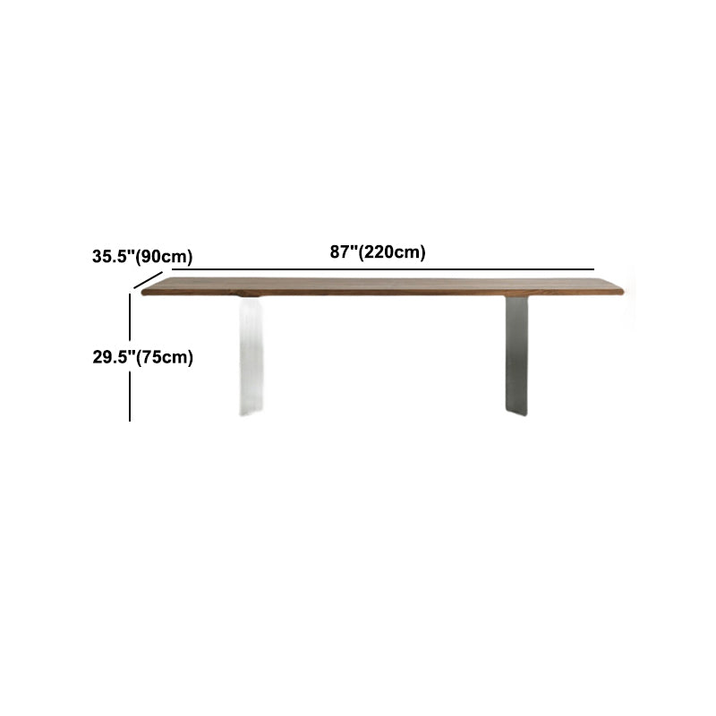 Rectangle Kitchen Dining Table Solid Wood Table Luxury with Double Pedestal Base Clearhalo 'Dining Tables & Seating' 'Dining Tables' 'dining_table' 'furn' 'furn_dining_table' 'Furniture' 'furniture_dining_table' 'Kitchen & Dining Furniture' 'kitchen' 'kitchen_dining_table' 4808529