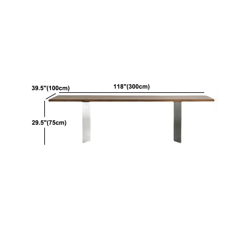 Rectangle Kitchen Dining Table Solid Wood Table Luxury with Double Pedestal Base Clearhalo 'Dining Tables & Seating' 'Dining Tables' 'dining_table' 'furn' 'furn_dining_table' 'Furniture' 'furniture_dining_table' 'Kitchen & Dining Furniture' 'kitchen' 'kitchen_dining_table' 4808533