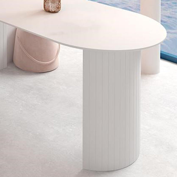 Free Form White Dining Table Solid Wood Table Contemporary with Double Pedestal Clearhalo 'Dining Tables & Seating' 'Dining Tables' 'dining_table' 'furn' 'furn_dining_table' 'Furniture' 'furniture_dining_table' 'Kitchen & Dining Furniture' 'kitchen' 'kitchen_dining_table' 4808560
