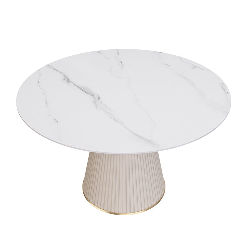 Round Sintered Stone Dining Table Traditional Luxury Table for Home White 43.3"L x 43.3"W x 29.5"H Without Chairs Clearhalo 'Dining Tables & Seating' 'Dining Tables' 'dining_table' 'furn' 'furn_dining_table' 'Furniture' 'furniture_dining_table' 'Kitchen & Dining Furniture' 'kitchen' 'kitchen_dining_table' 4808571