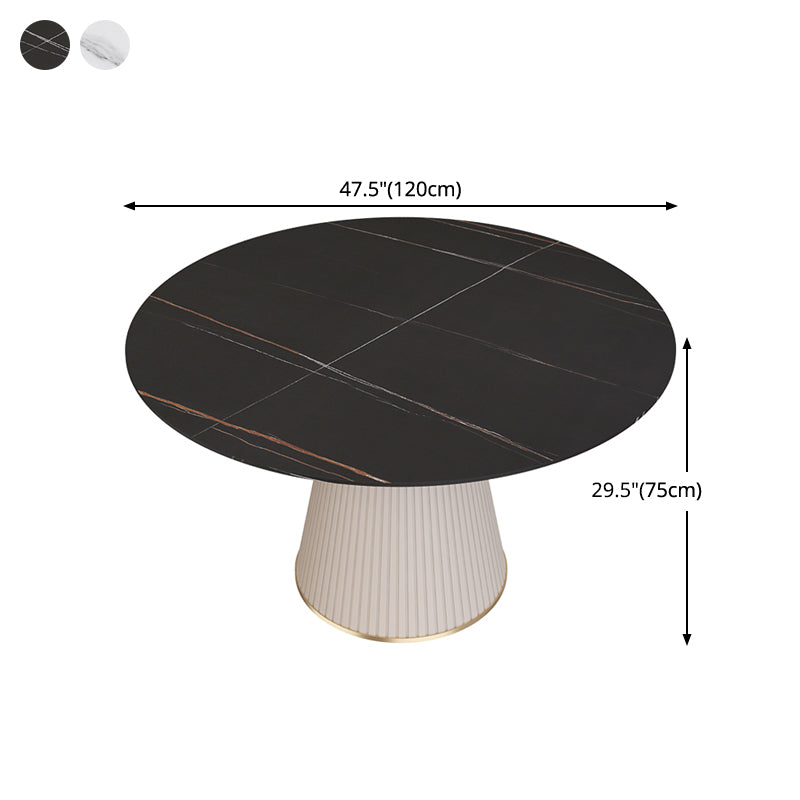 Round Sintered Stone Dining Table Traditional Luxury Table for Home Clearhalo 'Dining Tables & Seating' 'Dining Tables' 'dining_table' 'furn' 'furn_dining_table' 'Furniture' 'furniture_dining_table' 'Kitchen & Dining Furniture' 'kitchen' 'kitchen_dining_table' 4808578