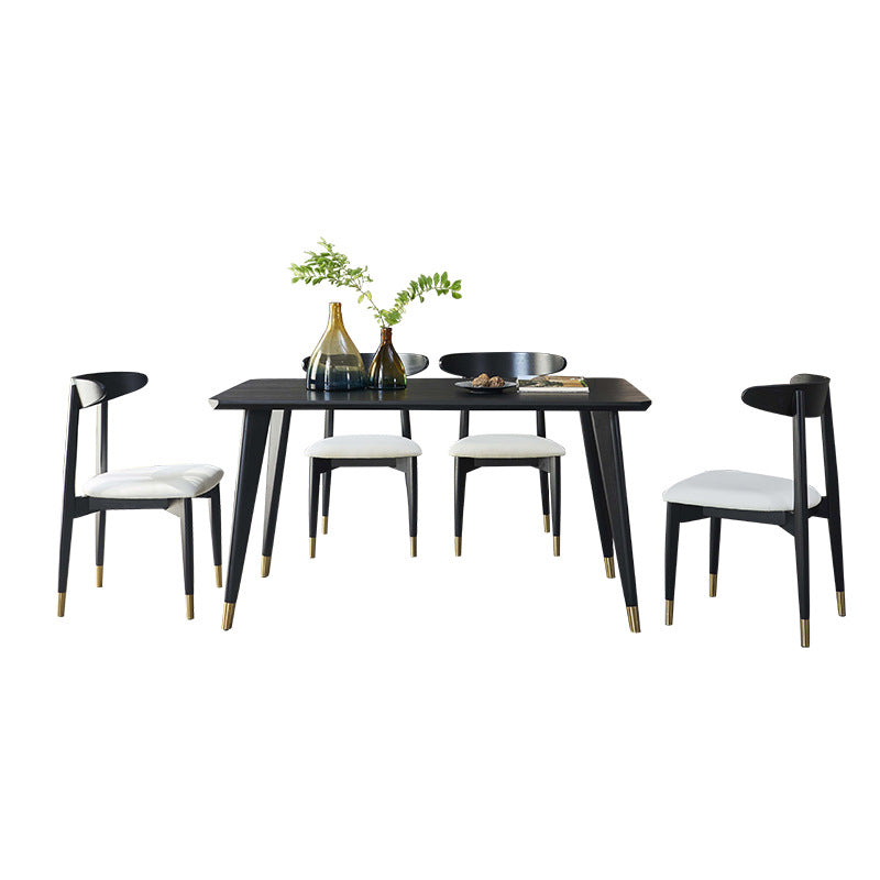 Solid Wood Traditional Luxury Rectangle Indoor Table Ash Wood Table with 4 Legs Black 47.2"L x 27.6"W x 29.5"H Without Chairs Clearhalo 'Dining Tables & Seating' 'Dining Tables' 'dining_table' 'furn' 'furn_dining_table' 'Furniture' 'furniture_dining_table' 'Kitchen & Dining Furniture' 'kitchen' 'kitchen_dining_table' 4808584