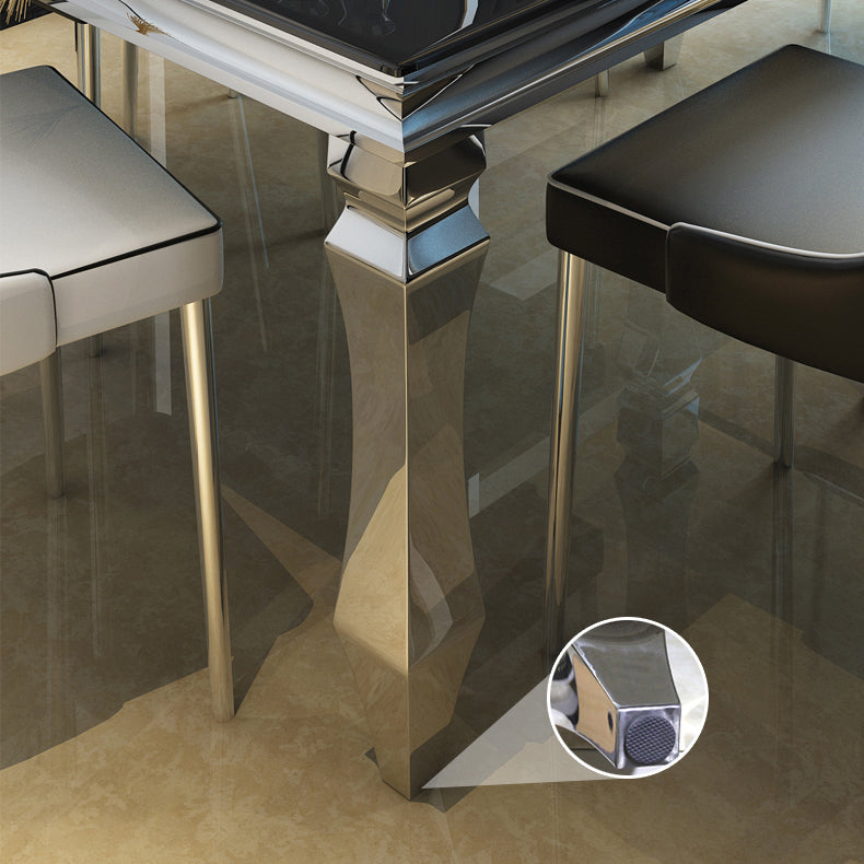 Metal Contemporary Rectangular Dining Table Glass Top Table for Dining Room Clearhalo 'Dining Tables & Seating' 'Dining Tables' 'dining_table' 'furn' 'furn_dining_table' 'Furniture' 'furniture_dining_table' 'Kitchen & Dining Furniture' 'kitchen' 'kitchen_dining_table' 4808604