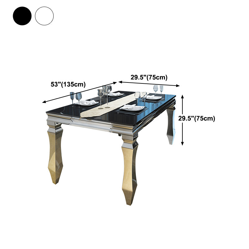 Metal Contemporary Rectangular Dining Table Glass Top Table for Dining Room Clearhalo 'Dining Tables & Seating' 'Dining Tables' 'dining_table' 'furn' 'furn_dining_table' 'Furniture' 'furniture_dining_table' 'Kitchen & Dining Furniture' 'kitchen' 'kitchen_dining_table' 4808609