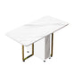 Contemporary Style Dining Table Folding Dining Site Table,59"L x 29.5"W x 29.5"H Slate White Without Chairs Clearhalo 'Dining Tables & Seating' 'Dining Tables' 'dining_table' 'furn' 'furn_dining_table' 'Furniture' 'furniture_dining_table' 'Kitchen & Dining Furniture' 'kitchen' 'kitchen_dining_table' 4808615