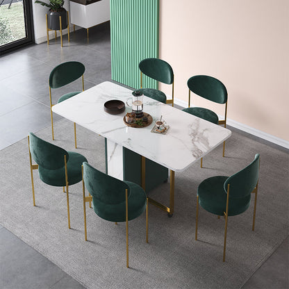 Contemporary Style Dining Table Folding Dining Site Table,59"L x 29.5"W x 29.5"H Slate Green Without Chairs Clearhalo 'Dining Tables & Seating' 'Dining Tables' 'dining_table' 'furn' 'furn_dining_table' 'Furniture' 'furniture_dining_table' 'Kitchen & Dining Furniture' 'kitchen' 'kitchen_dining_table' 4808617