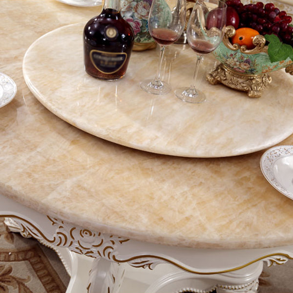 Solid Wood Victorian Round Dining Table Faux Marble Top Table with Pedestal Clearhalo 'Dining Tables & Seating' 'Dining Tables' 'dining_table' 'furn' 'furn_dining_table' 'Furniture' 'furniture_dining_table' 'Kitchen & Dining Furniture' 'kitchen' 'kitchen_dining_table' 4808643