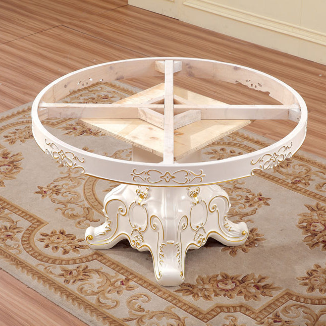 Solid Wood Victorian Round Dining Table Faux Marble Top Table with Pedestal Clearhalo 'Dining Tables & Seating' 'Dining Tables' 'dining_table' 'furn' 'furn_dining_table' 'Furniture' 'furniture_dining_table' 'Kitchen & Dining Furniture' 'kitchen' 'kitchen_dining_table' 4808645