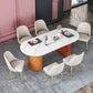 Luxury Sintered Stone Top Dining Table Oval Table with Double Pedestal for Restaurant Orange 70.9"L x 31.5"W x 29.5"H Without Chairs Clearhalo 'Dining Tables & Seating' 'Dining Tables' 'dining_table' 'furn' 'furn_dining_table' 'Furniture' 'furniture_dining_table' 'Kitchen & Dining Furniture' 'kitchen' 'kitchen_dining_table' 4808655