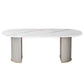 Luxury Sintered Stone Top Dining Table Oval Table with Double Pedestal for Restaurant White Without Chairs Clearhalo 'Dining Tables & Seating' 'Dining Tables' 'dining_table' 'furn' 'furn_dining_table' 'Furniture' 'furniture_dining_table' 'Kitchen & Dining Furniture' 'kitchen' 'kitchen_dining_table' 4808656