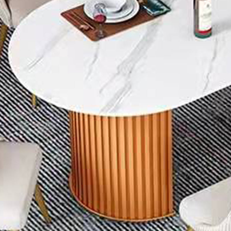 Luxury Sintered Stone Top Dining Table Oval Table with Double Pedestal for Restaurant Clearhalo 'Dining Tables & Seating' 'Dining Tables' 'dining_table' 'furn' 'furn_dining_table' 'Furniture' 'furniture_dining_table' 'Kitchen & Dining Furniture' 'kitchen' 'kitchen_dining_table' 4808659