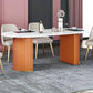 Luxury Sintered Stone Top Dining Table Oval Table with Double Pedestal for Restaurant Orange Without Chairs Clearhalo 'Dining Tables & Seating' 'Dining Tables' 'dining_table' 'furn' 'furn_dining_table' 'Furniture' 'furniture_dining_table' 'Kitchen & Dining Furniture' 'kitchen' 'kitchen_dining_table' 4808660