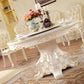 Oak Wood Victorian Round Table Faux Marble Top Dining Table with Pedestal Base Clearhalo 'Dining Tables & Seating' 'Dining Tables' 'dining_table' 'furn' 'furn_dining_table' 'Furniture' 'furniture_dining_table' 'Kitchen & Dining Furniture' 'kitchen' 'kitchen_dining_table' 4808690