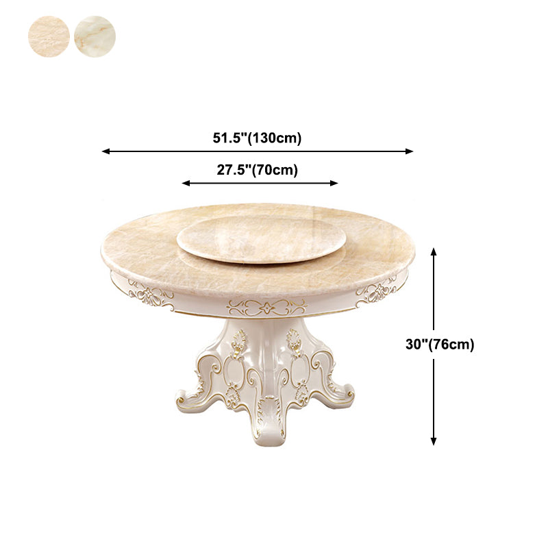 Oak Wood Victorian Round Table Faux Marble Top Dining Table with Pedestal Base Clearhalo 'Dining Tables & Seating' 'Dining Tables' 'dining_table' 'furn' 'furn_dining_table' 'Furniture' 'furniture_dining_table' 'Kitchen & Dining Furniture' 'kitchen' 'kitchen_dining_table' 4808694