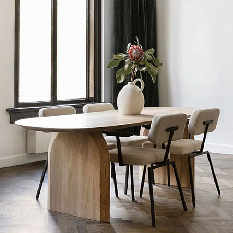 Modern Solid Wood Table for Restaurant Oval Dining Table with Double Pedestal Clearhalo 'Dining Tables & Seating' 'Dining Tables' 'dining_table' 'furn' 'furn_dining_table' 'Furniture' 'furniture_dining_table' 'Kitchen & Dining Furniture' 'kitchen' 'kitchen_dining_table' 4808696