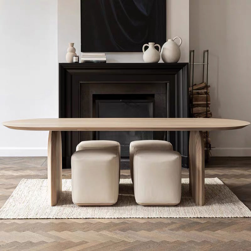 Modern Solid Wood Table for Restaurant Oval Dining Table with Double Pedestal Clearhalo 'Dining Tables & Seating' 'Dining Tables' 'dining_table' 'furn' 'furn_dining_table' 'Furniture' 'furniture_dining_table' 'Kitchen & Dining Furniture' 'kitchen' 'kitchen_dining_table' 4808698