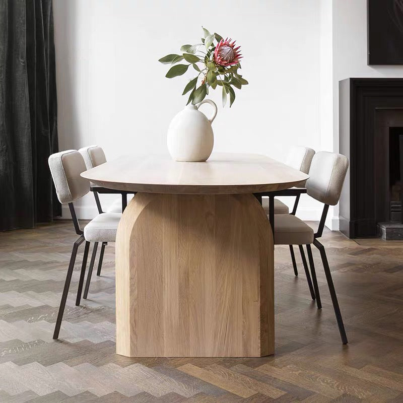 Modern Solid Wood Table for Restaurant Oval Dining Table with Double Pedestal Clearhalo 'Dining Tables & Seating' 'Dining Tables' 'dining_table' 'furn' 'furn_dining_table' 'Furniture' 'furniture_dining_table' 'Kitchen & Dining Furniture' 'kitchen' 'kitchen_dining_table' 4808699