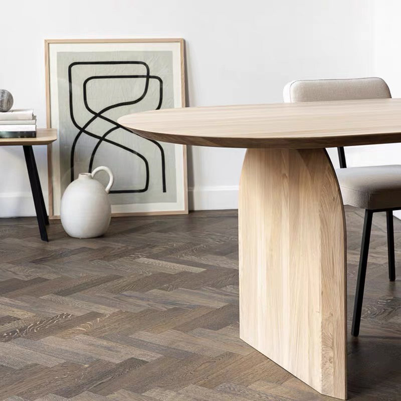 Modern Solid Wood Table for Restaurant Oval Dining Table with Double Pedestal Clearhalo 'Dining Tables & Seating' 'Dining Tables' 'dining_table' 'furn' 'furn_dining_table' 'Furniture' 'furniture_dining_table' 'Kitchen & Dining Furniture' 'kitchen' 'kitchen_dining_table' 4808703