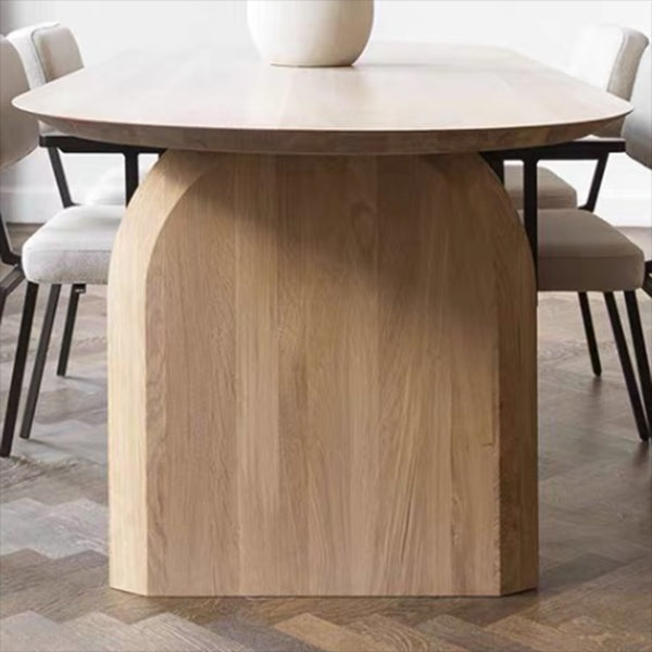 Modern Solid Wood Table for Restaurant Oval Dining Table with Double Pedestal Clearhalo 'Dining Tables & Seating' 'Dining Tables' 'dining_table' 'furn' 'furn_dining_table' 'Furniture' 'furniture_dining_table' 'Kitchen & Dining Furniture' 'kitchen' 'kitchen_dining_table' 4808704