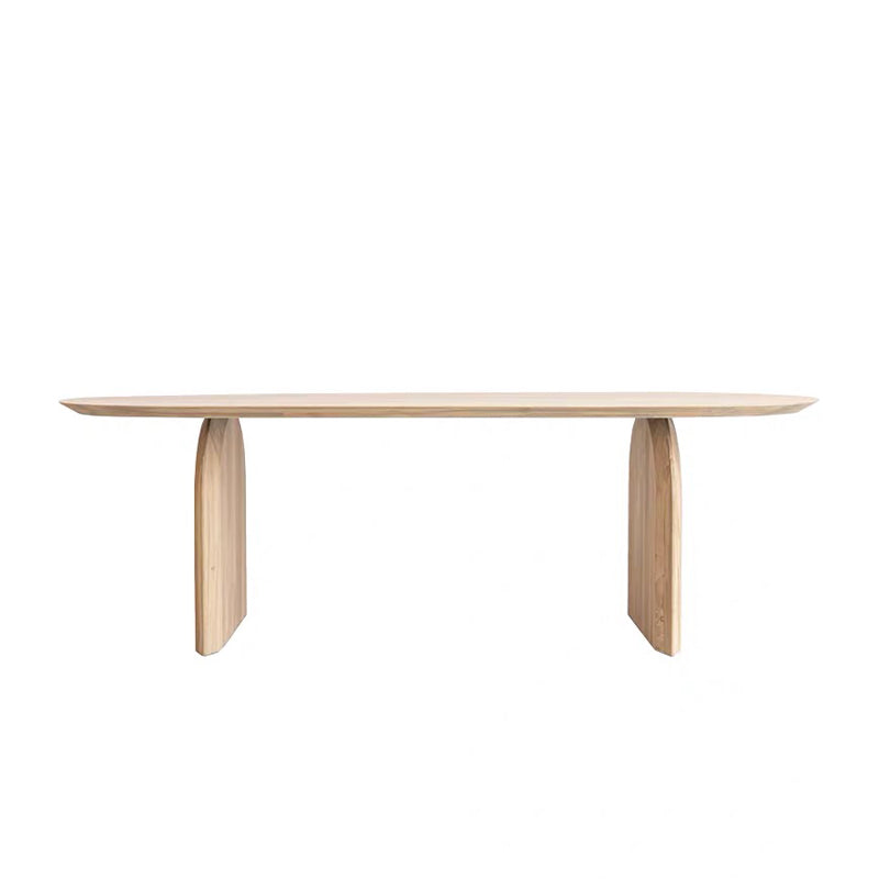 Modern Solid Wood Table for Restaurant Oval Dining Table with Double Pedestal Clearhalo 'Dining Tables & Seating' 'Dining Tables' 'dining_table' 'furn' 'furn_dining_table' 'Furniture' 'furniture_dining_table' 'Kitchen & Dining Furniture' 'kitchen' 'kitchen_dining_table' 4808705