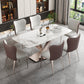 Luxury Sintered Stone Top Table Rectangle Dining Table with Pedestal Base Grey White 55.1"L x 31.5"W x 29.5"H Without Chairs Clearhalo 'Dining Tables & Seating' 'Dining Tables' 'dining_table' 'furn' 'furn_dining_table' 'Furniture' 'furniture_dining_table' 'Kitchen & Dining Furniture' 'kitchen' 'kitchen_dining_table' 4808717