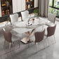 Luxury Sintered Stone Top Table Rectangle Dining Table with Pedestal Base Pandora Gold Without Chairs Clearhalo 'Dining Tables & Seating' 'Dining Tables' 'dining_table' 'furn' 'furn_dining_table' 'Furniture' 'furniture_dining_table' 'Kitchen & Dining Furniture' 'kitchen' 'kitchen_dining_table' 4808718