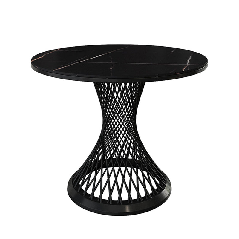 Traditional Luxury Round Stone Dining Table Pedestal Casual Dining Table 39.4"L x 39.4"W x 29.5"H Black Black Clearhalo 'Dining Tables & Seating' 'Dining Tables' 'dining_table' 'Furniture' 'furniture_dining_table' 'Kitchen & Dining Furniture' 'kitchen' 'kitchen_dining_table' 4808733