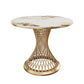 Traditional Luxury Round Stone Dining Table Pedestal Casual Dining Table 39.4"L x 39.4"W x 29.5"H Gold Pandora Gold Clearhalo 'Dining Tables & Seating' 'Dining Tables' 'dining_table' 'Furniture' 'furniture_dining_table' 'Kitchen & Dining Furniture' 'kitchen' 'kitchen_dining_table' 4808737