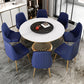 Traditional Luxury Round Stone Dining Table Pedestal Casual Dining Table 53.1"L x 53.1"W x 29.5"H Gold White Clearhalo 'Dining Tables & Seating' 'Dining Tables' 'dining_table' 'Furniture' 'furniture_dining_table' 'Kitchen & Dining Furniture' 'kitchen' 'kitchen_dining_table' 4808738